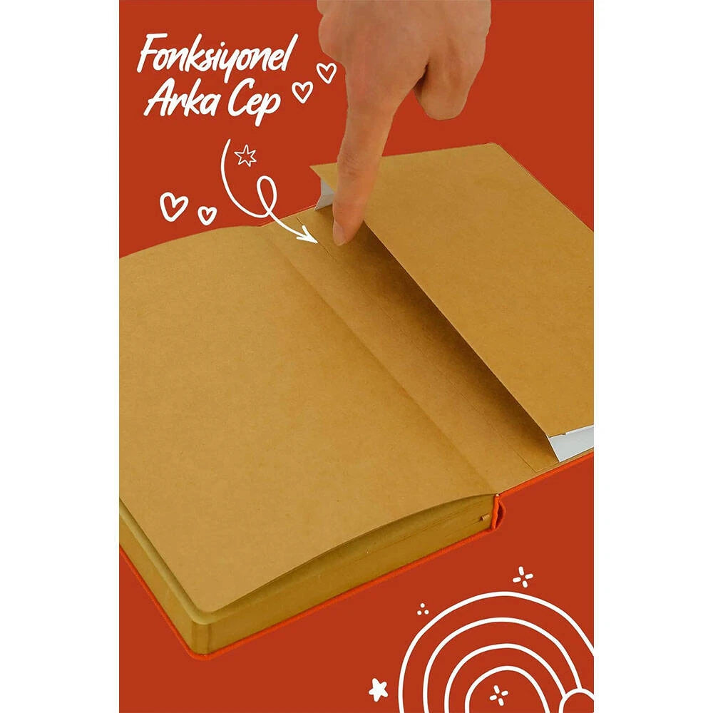 Victorias Journals Bujo Kraft Çizgili Defter Keten 14.5x21 cm 150 gr 96 Yaprak Turuncu