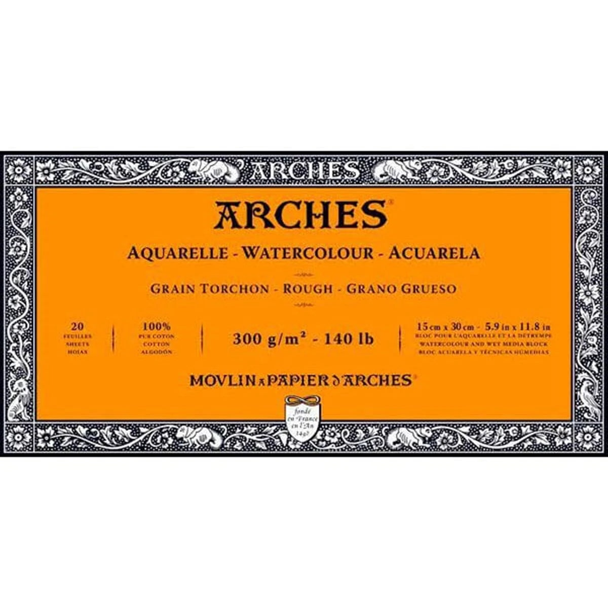 Arches Suluboya Blok Defter 15X30 cm 300gr 20 Yaprak Kalın Doku