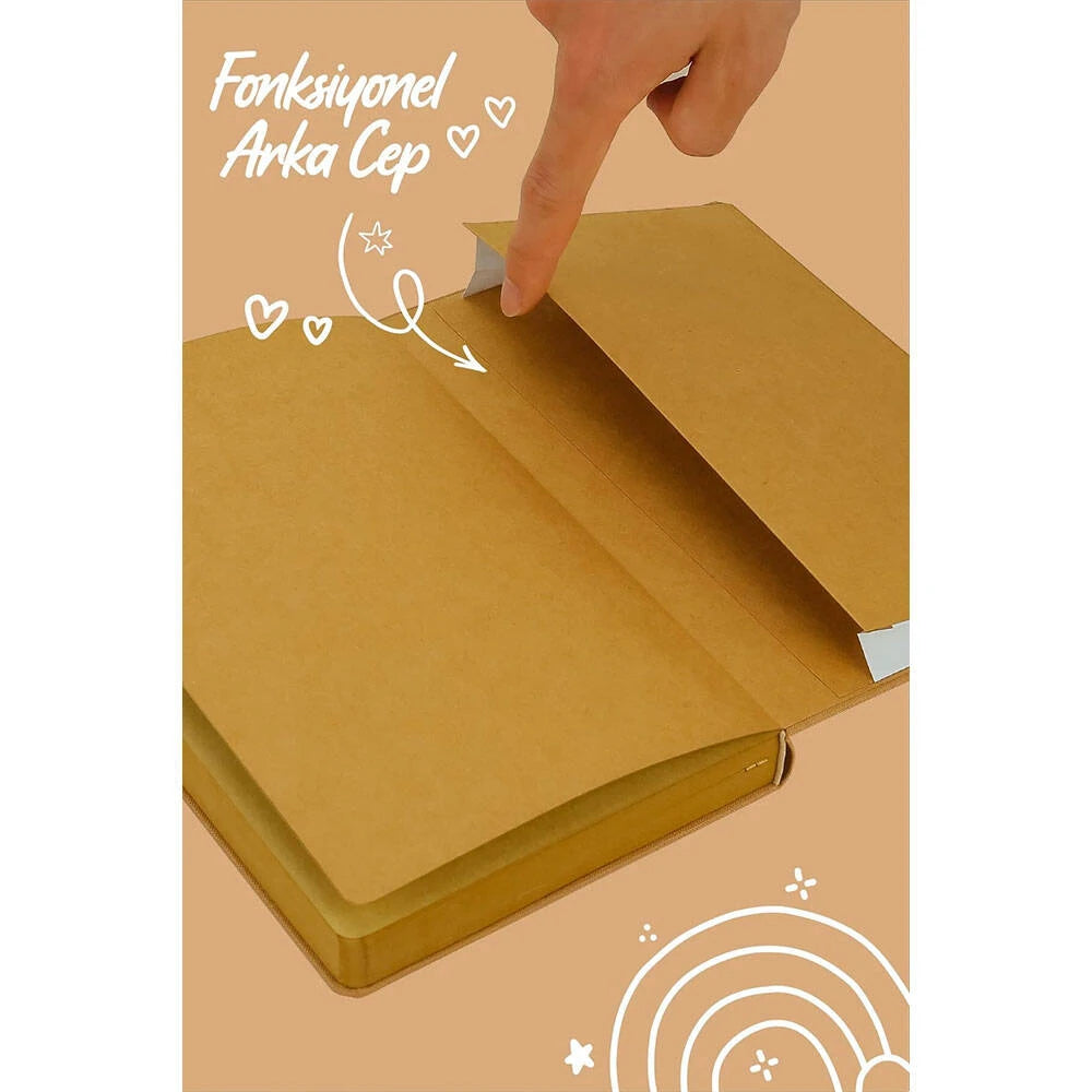 Victorias Journals Bujo Kraft Çizgili Defter Keten 14.5x21 cm 150 gr 96 Açık Kahve