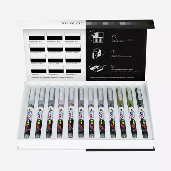 Decobrush Pigment Set 12 Gray Colors