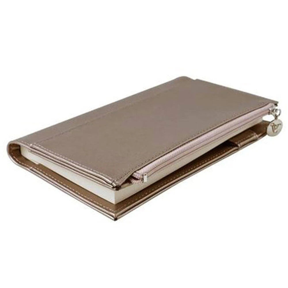 Victorias Journals Zipco Yumuşak Kapak Çizgili Defter 9.6x16.6 cm 80 gr 96 Yaprak Altın Gül