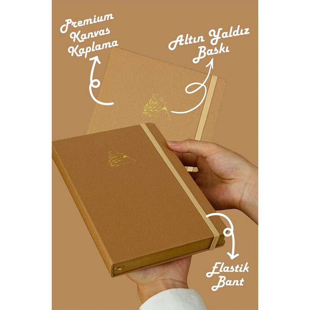 Victorias Journals Bujo Kraft Çizgili Defter Keten 14.5x21 cm 150 gr 96 Açık Kahve
