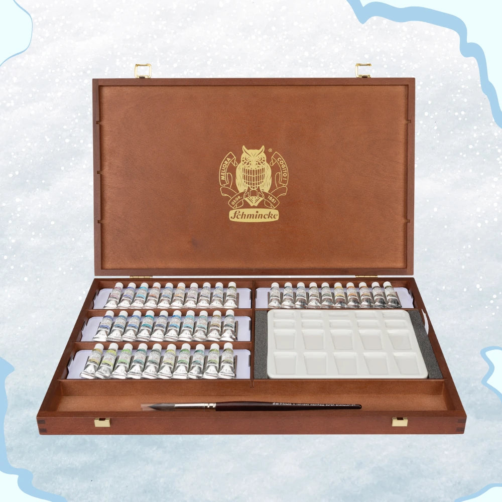 Schmincke Horadam Aquarell Super Granulating Ahşap Kutu Artist Sulu Boya Seti 5 ml x 40 Tüp 74644