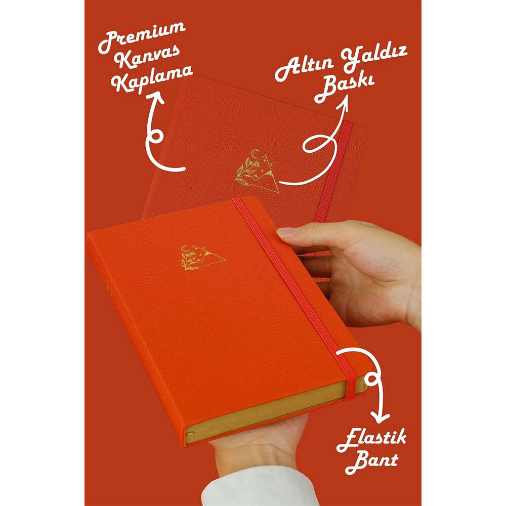 Victorias Journals Bujo Kraft Çizgili Defter Keten 14.5x21 cm 150 gr 96 Yaprak Turuncu