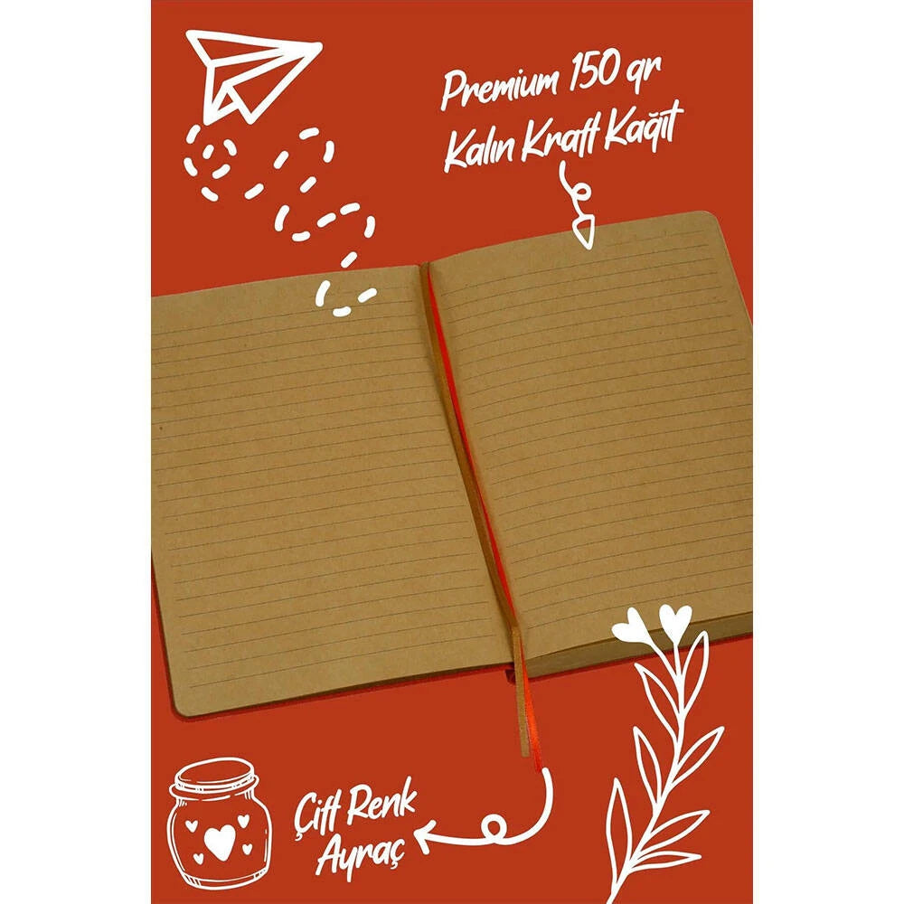 Victorias Journals Bujo Kraft Çizgili Defter Keten 14.5x21 cm 150 gr 96 Yaprak Turuncu