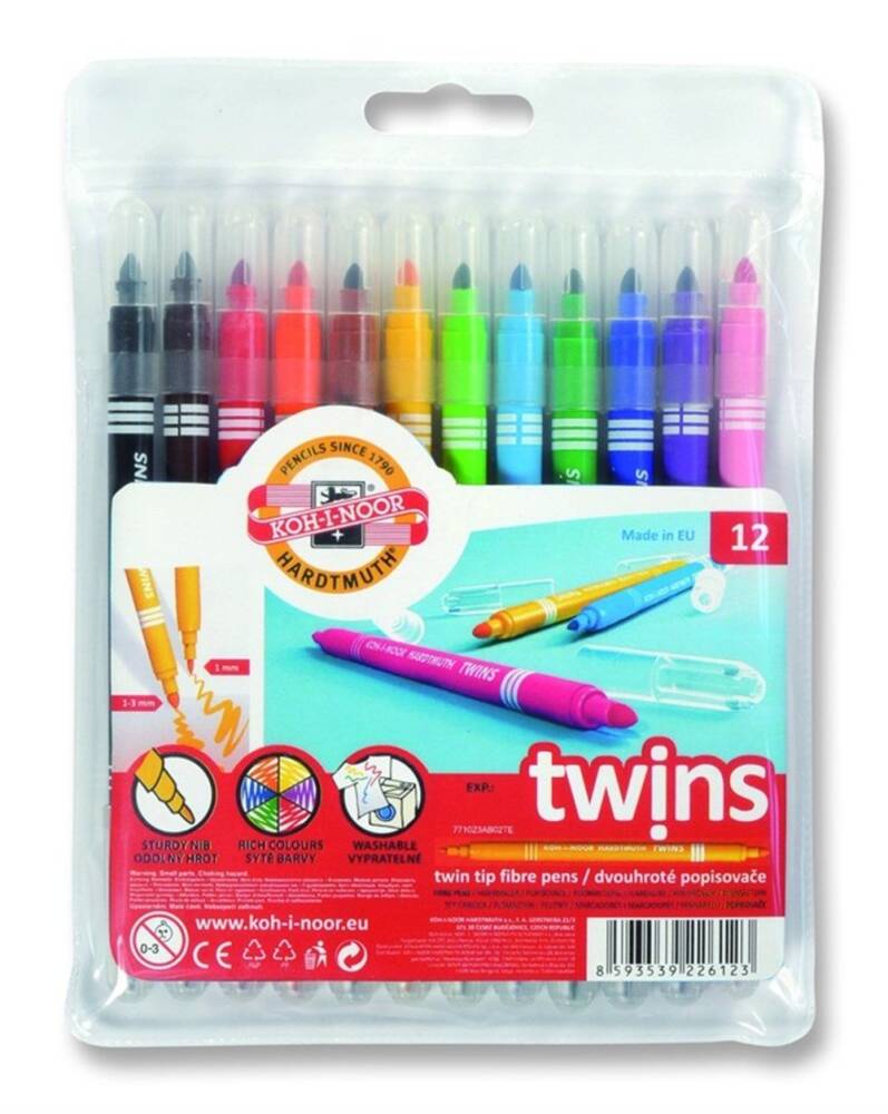Koh-i Noor İki Uçlu Keçeli Kalem Seti 12 Renk Twin 1023