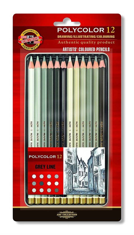 Koh-i Noor Polycolor Gri Tonları Kuru Boya Seti 12li3822