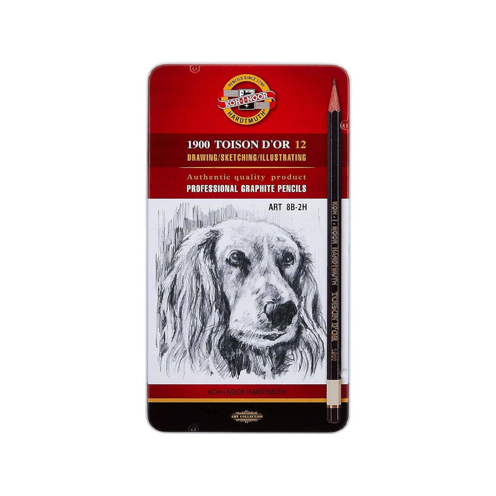 Koh-i Noor Profesyonel Grafit Kalem Seti Naturel 8B-2H Metal Kutu