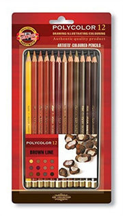 Koh-i Noor Set Aquarel Coloured Pencils 3722 12 Brown Line