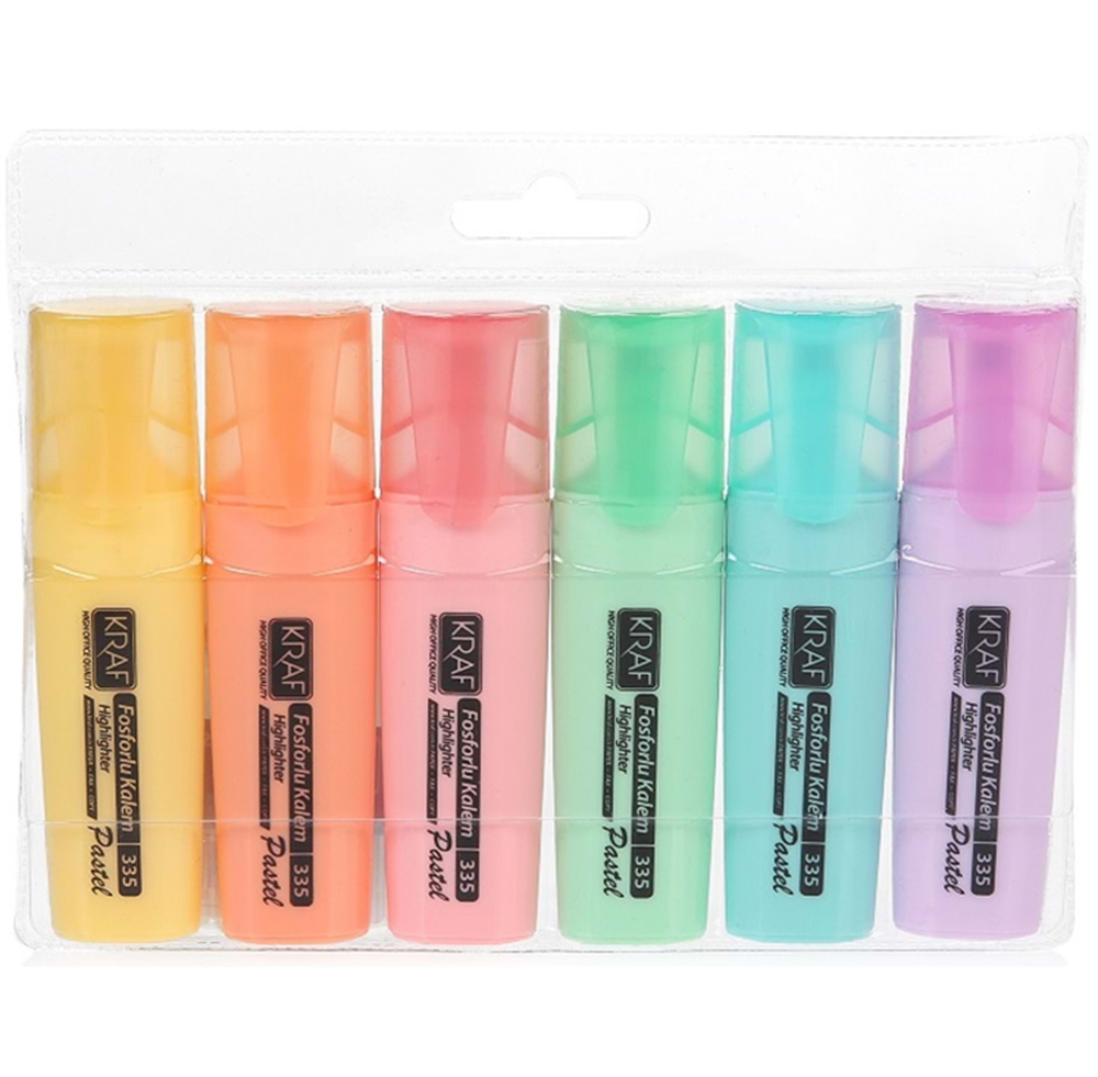 Kraf Fosforlu Kalem 6lı Pastel Renkler