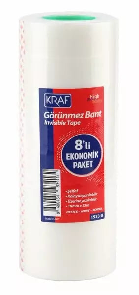 Kraf Görünmez Bant 19x33 mm. 8'li