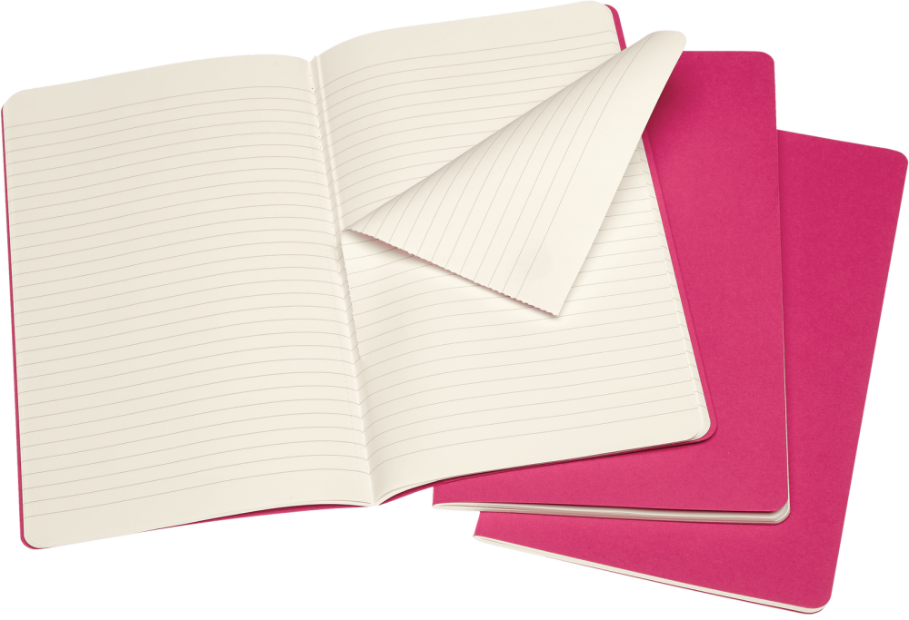Moleskine Cahiers Journals Çizgili Defter 13x21 80 Sayfa Kinetik Pembe 3'lü Set