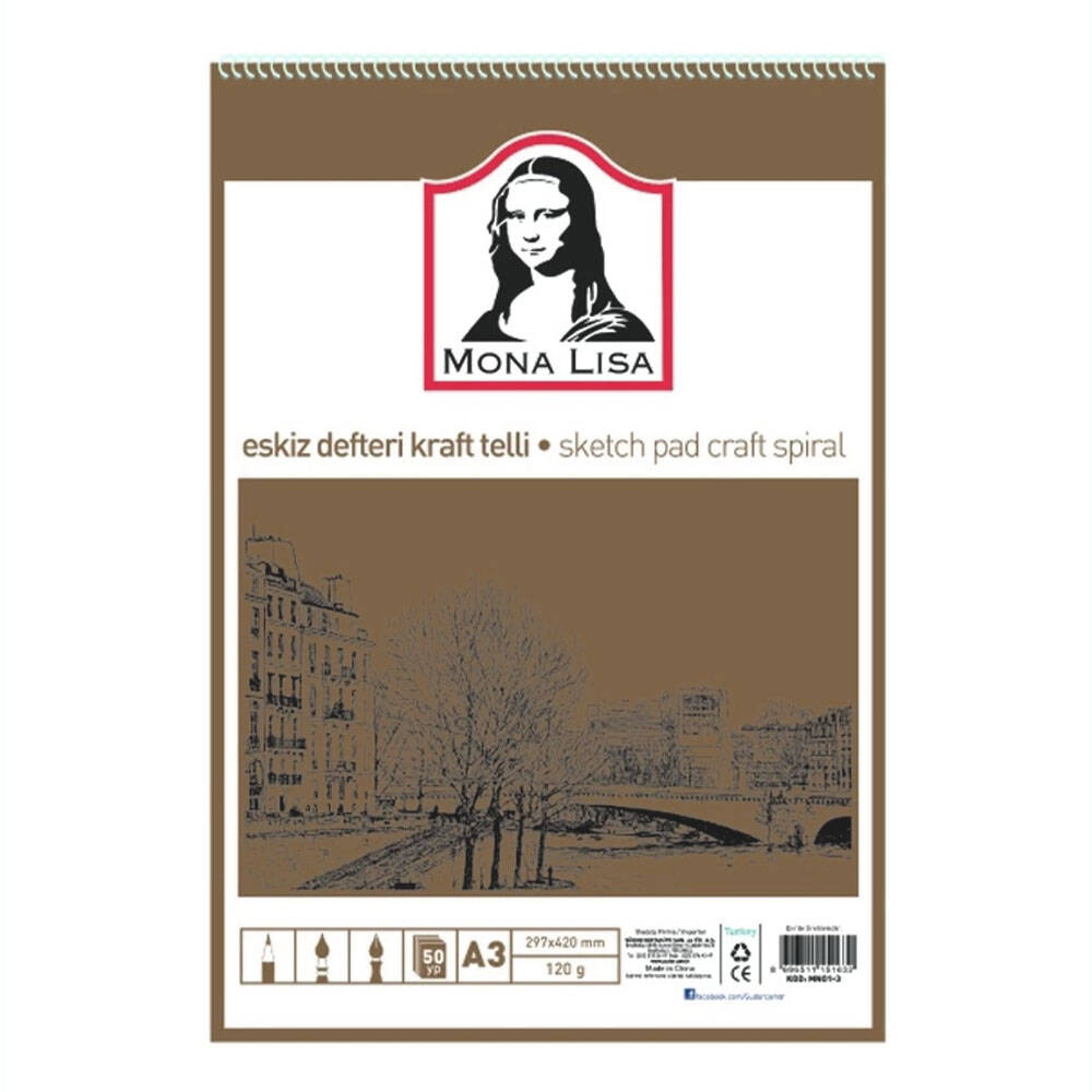 Monalisa Eskiz Defteri A3 120 g 50 yp Kraft Telli