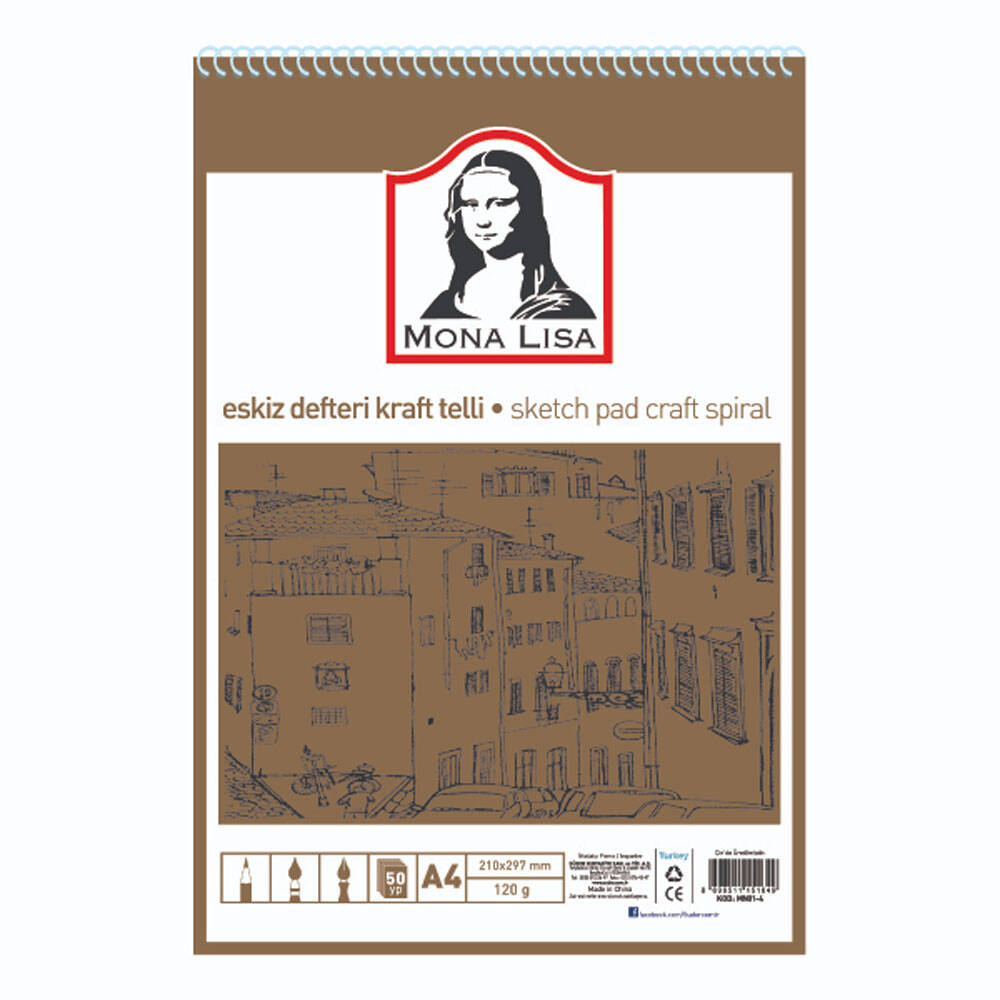 Monalisa Eskiz Defteri A4 120 g 50 yp Kraft Telli
