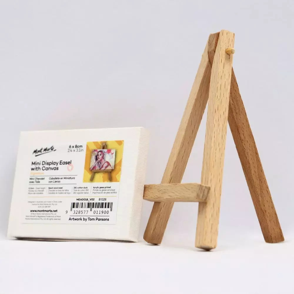 Mont Marte Mini Sergileme Şövalesi ve 6x8 cm Pres Tuval