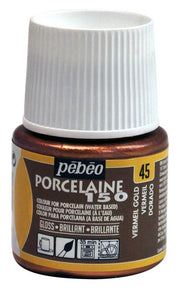 Pebeo Porcelaine 150 Fırınlanabilir Porselen Boyası 45 ml 45 Vermeil Gold