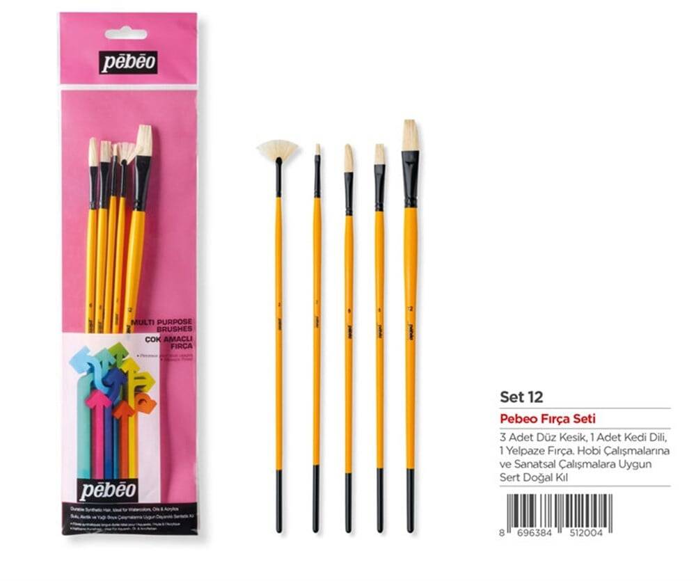 Pebeo Set-12 5Li Yağlıboya Fırça Seti