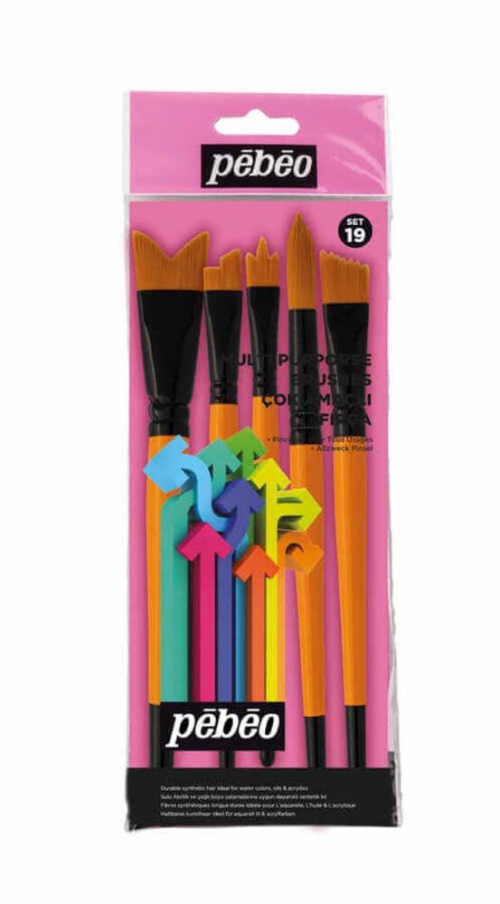 Pebeo Set-19 5Li Fırça Set (1 Round-1 Wawe-1 Angle-1 Hatric)
