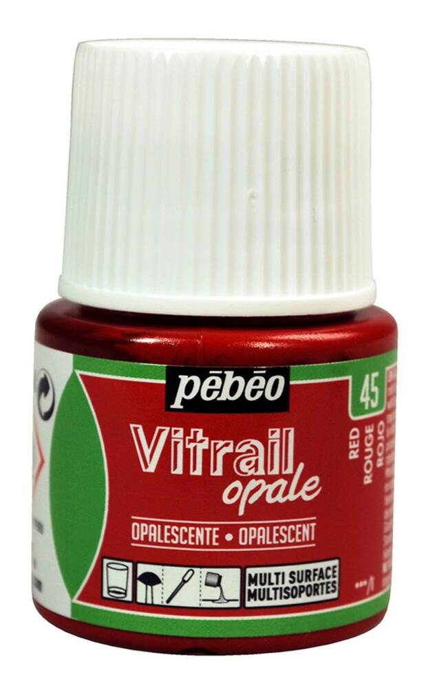 Pebeo Vitrail Cam Boyası 45 ml 45 Opak (Örtücü) Red