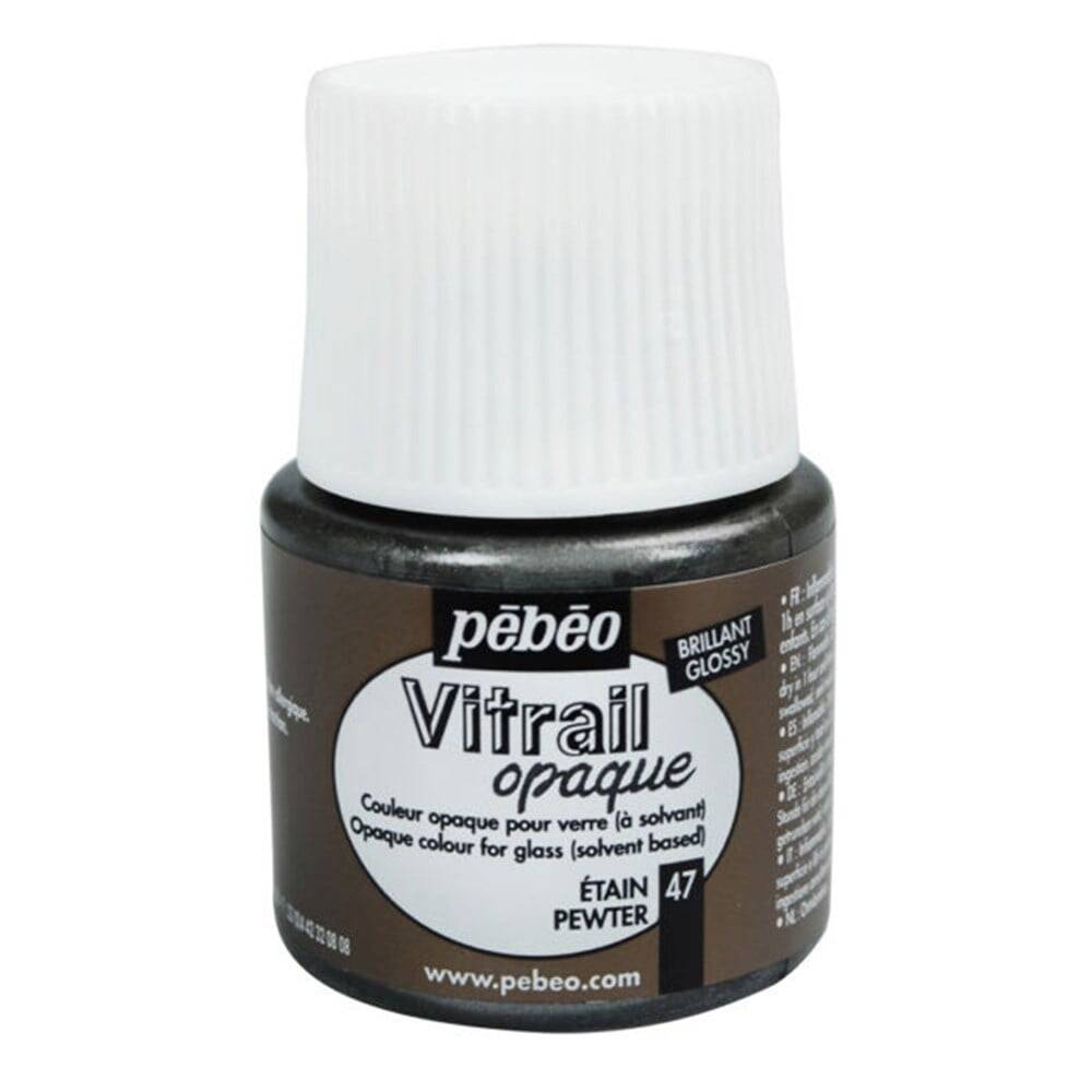 Pebeo Vitrail Cam Boyası 45 ml 47 Opak (Örtücü) Pewter
