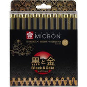 Sakura Pıgma Mıcron Black & Gold Edıtıon Set 12'Li