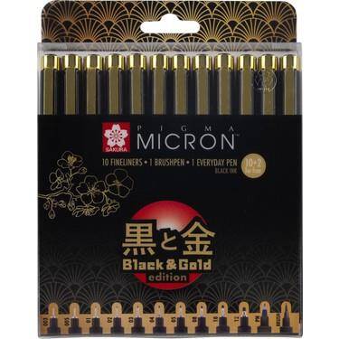 Sakura Pıgma Mıcron Black & Gold Edıtıon Set 12'Li