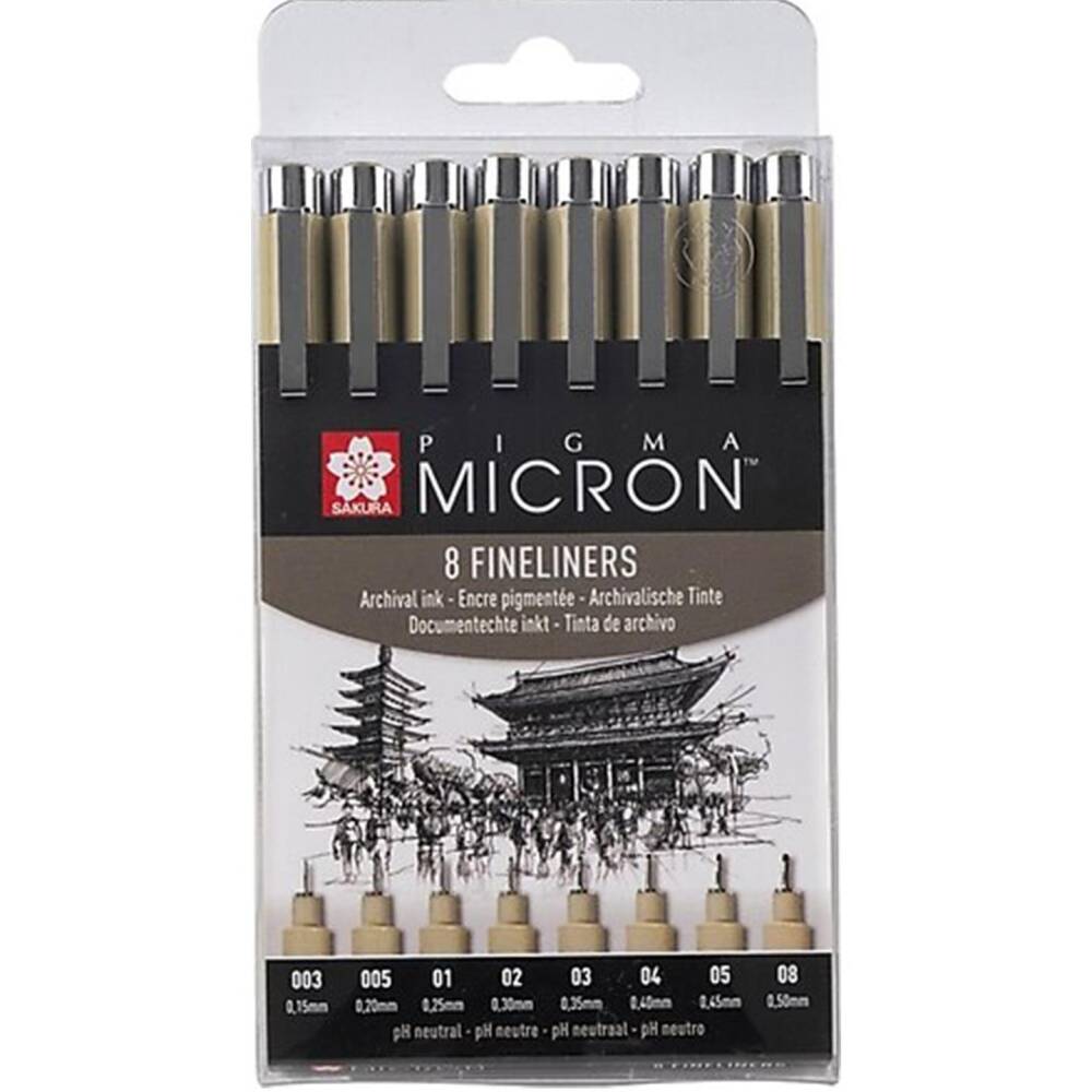 Sakura Pıgma Mıcron Siyah Set 8'Li