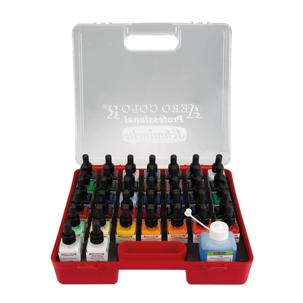 Schmincke Aerocolor Professional Plastik Kutu Boya Seti 37x28 ml + Aeroclean Temizleyici 81136
