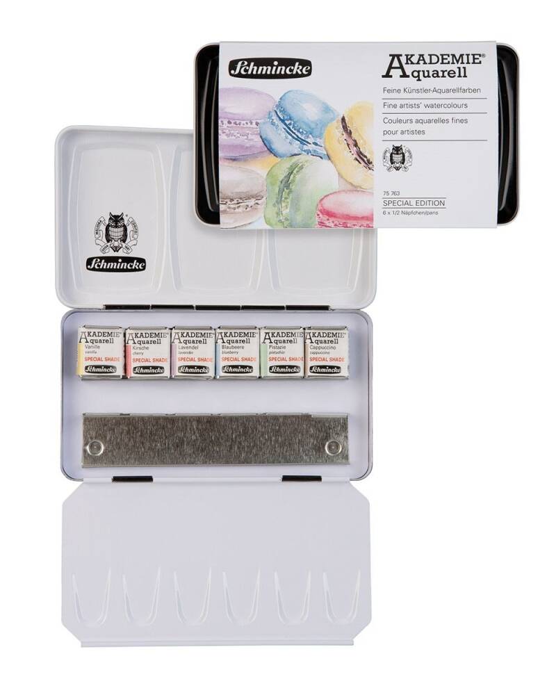 Schmincke Akademie Aquarell Metal Kutu Sulu Boya Seti 6 X Yarım Tablet 75763