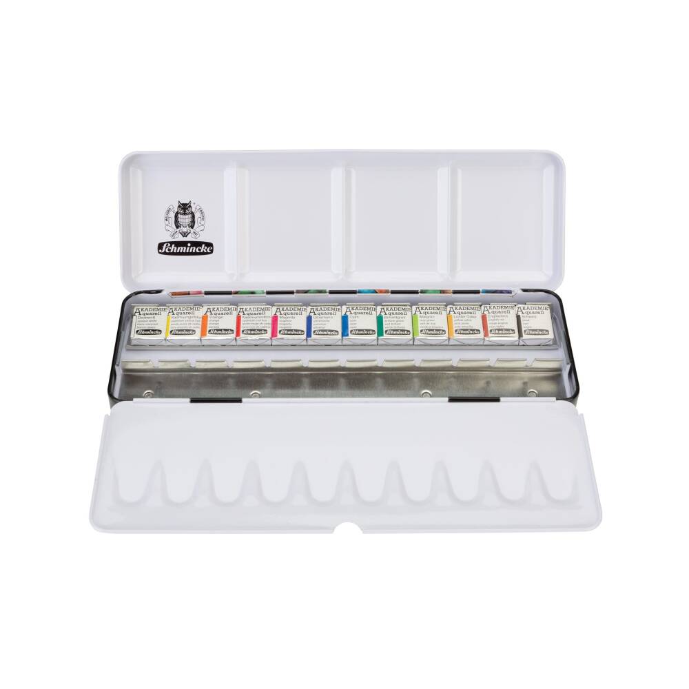 Schmincke Akademie Aquarell  Metal Kutu Sulu Boya Seti Metal Set 12 x Yarım Tablet