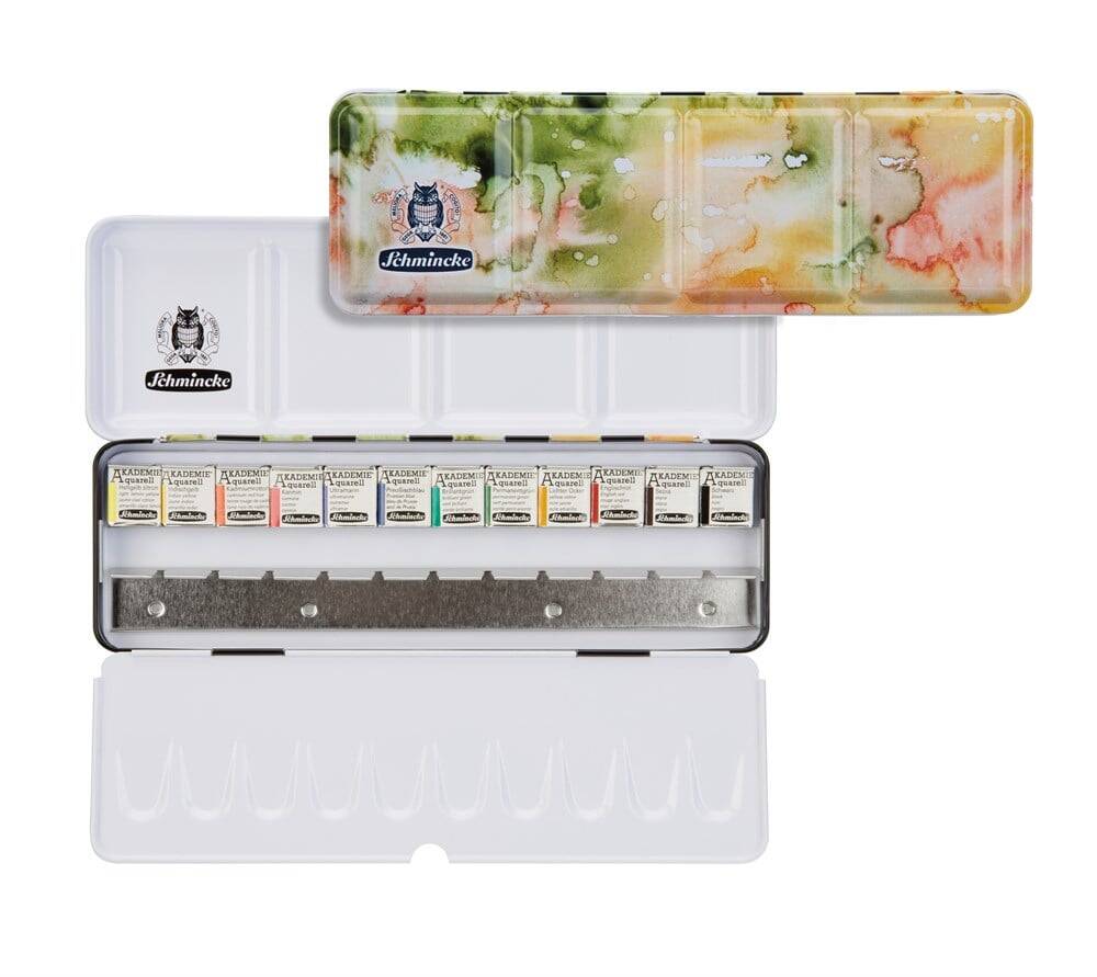 Schmincke Akademie Aquarell Metal Kutu Sulu Boya Seti Özel Seri 24 x Yarım Tablet