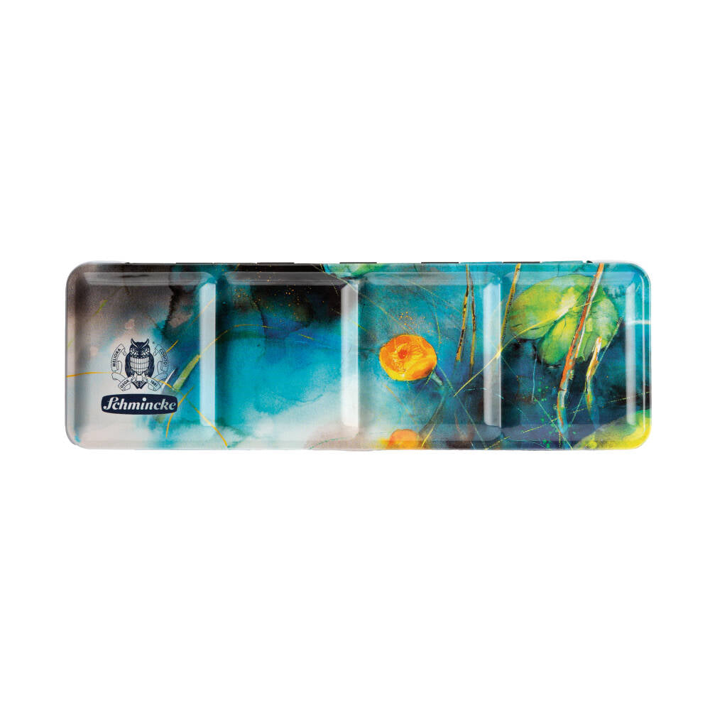 Schmincke Akademie Aquarell Özel Desen Metal Kutu Sulu Boya Seti 12 X Yarım Tablet