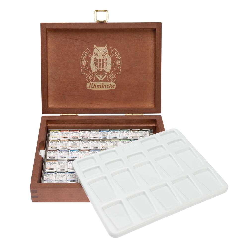 Schmincke Horadam Aquarell Ahşap Kutu Supergranulation 50'li Yarım Tablet 74450