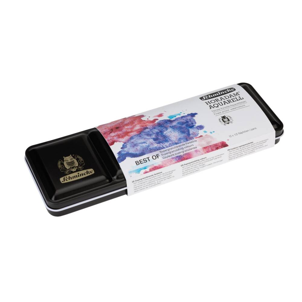 Schmincke Horadam Aquarell Best of Super Granulating Metal Kutu Artist Sulu Boya Seti 12 X Yarım Tablet