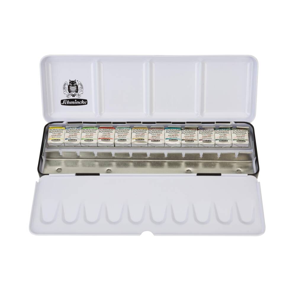 Schmincke Horadam Aquarell Best of Super Granulating Metal Kutu Artist Sulu Boya Seti 12 X Yarım Tablet