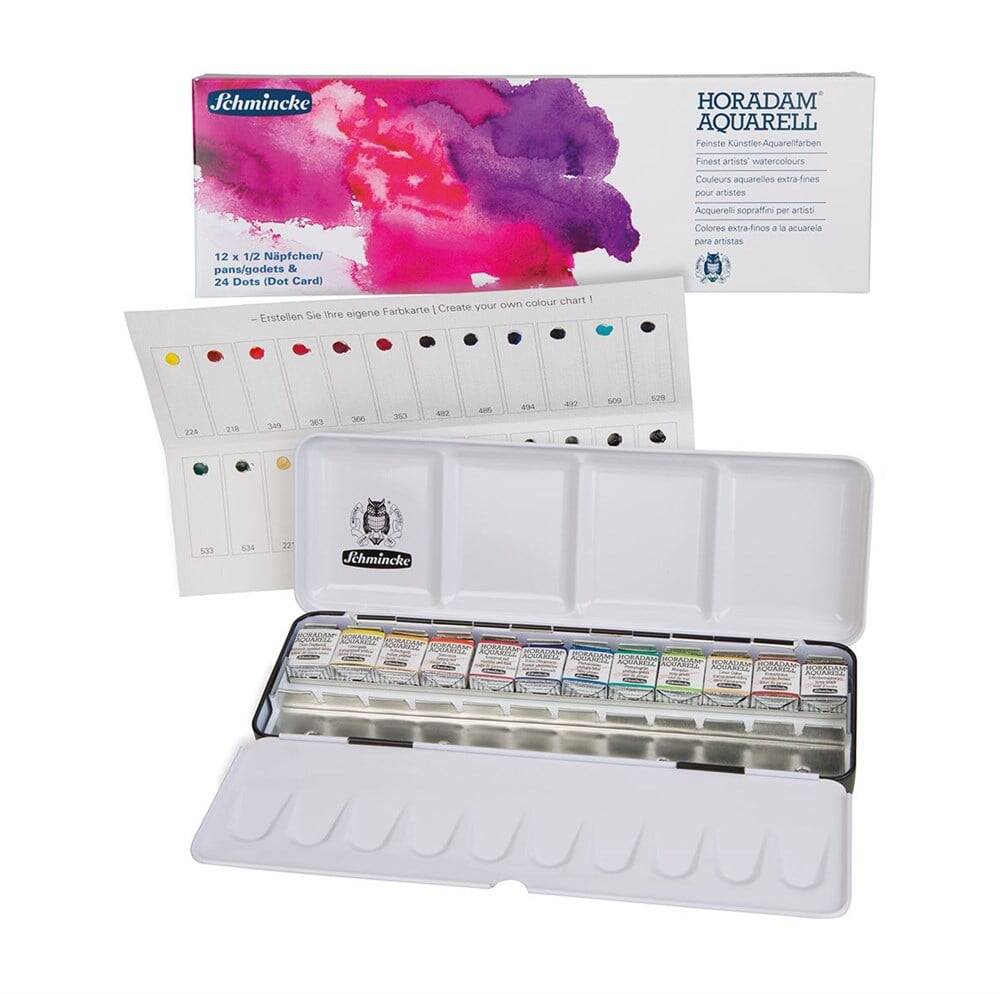 Schmincke Horadam Aquarell Metal Kutu Artist Sulu Boya Seti 12 X Yarım Tablet 74784