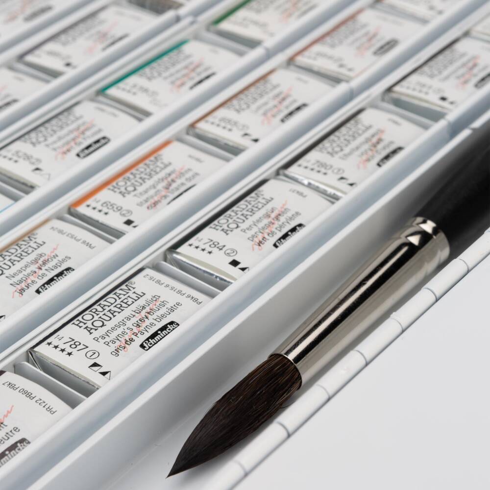 Schmincke Horadam Aquarell Numaralı Üretim 60'lı Tam Tablet + Da Vinci Fırça 74651