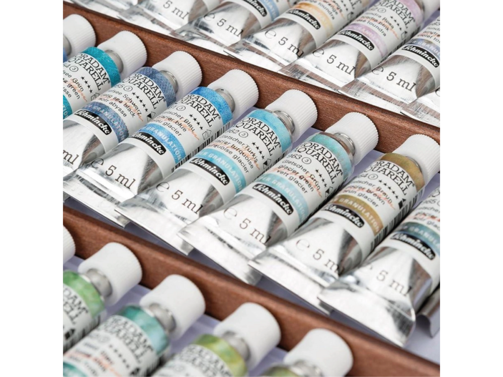 Schmincke Horadam Aquarell Supergranulating Ahşap Kutu Artist Sulu Boya Seti 5 ml x 50 Tüp 74661