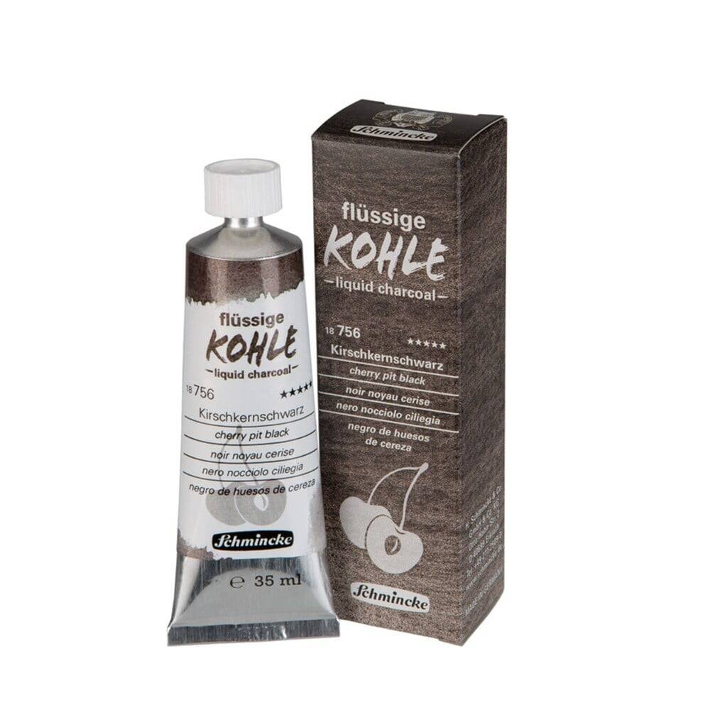 Schmincke Kohle Liquid Charcoal Sıvı Kömür Cherry Pit Black