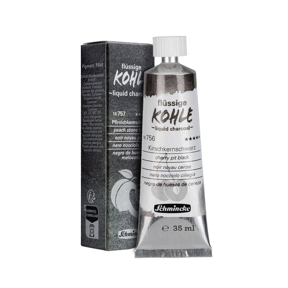 Schmincke Kohle Liquid Charcoal Sıvı Kömür Peach Stone Black