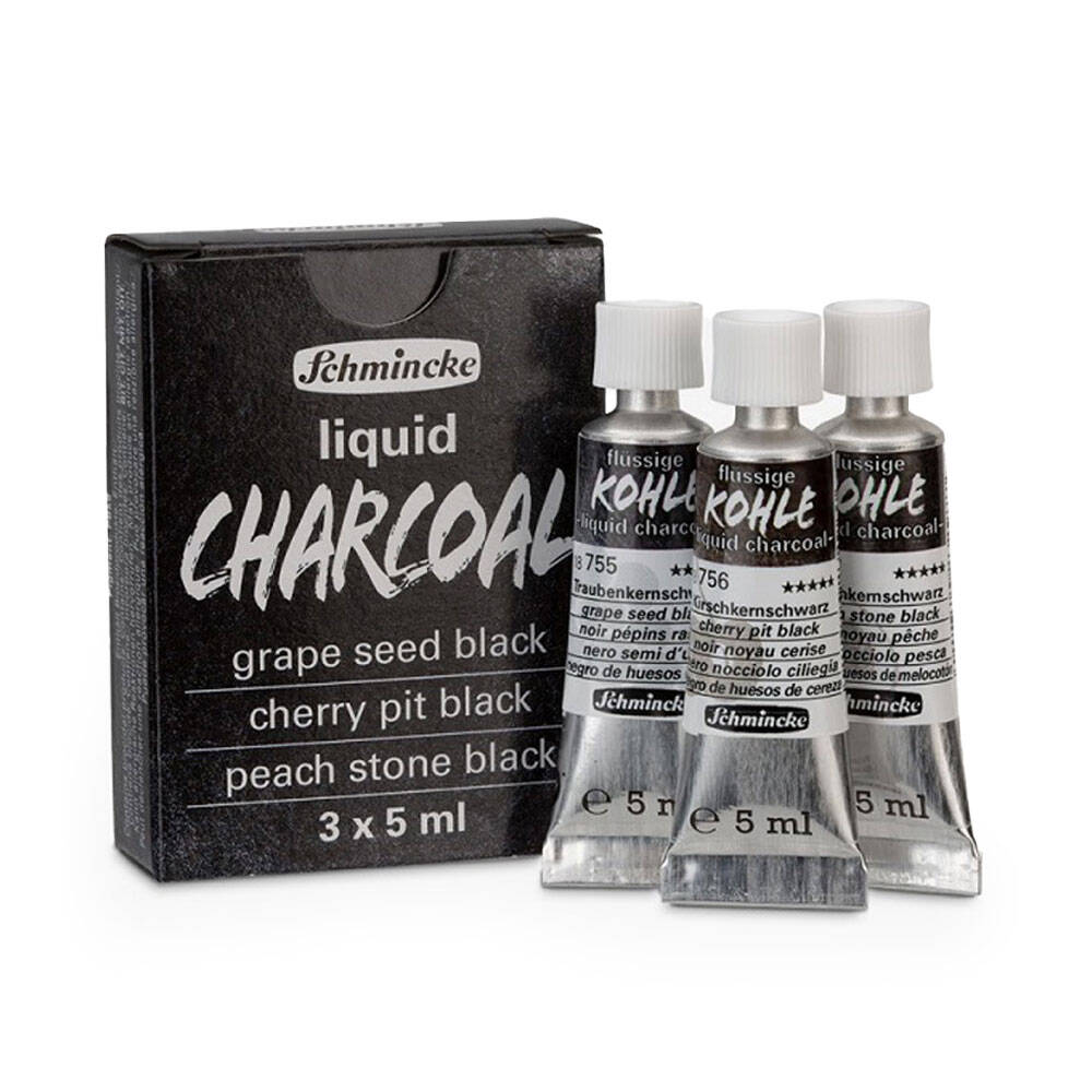 Schmincke Kohle Liquid Charcoal Sıvı Kömür Set 3 x 5 ml