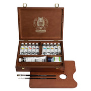 Schmincke Primacryl Artist Ahşap Kutu Akrilik Boya Seti 35 ml x 10 renk Seti 150ml beyaz ve Fırça Hediyeli
