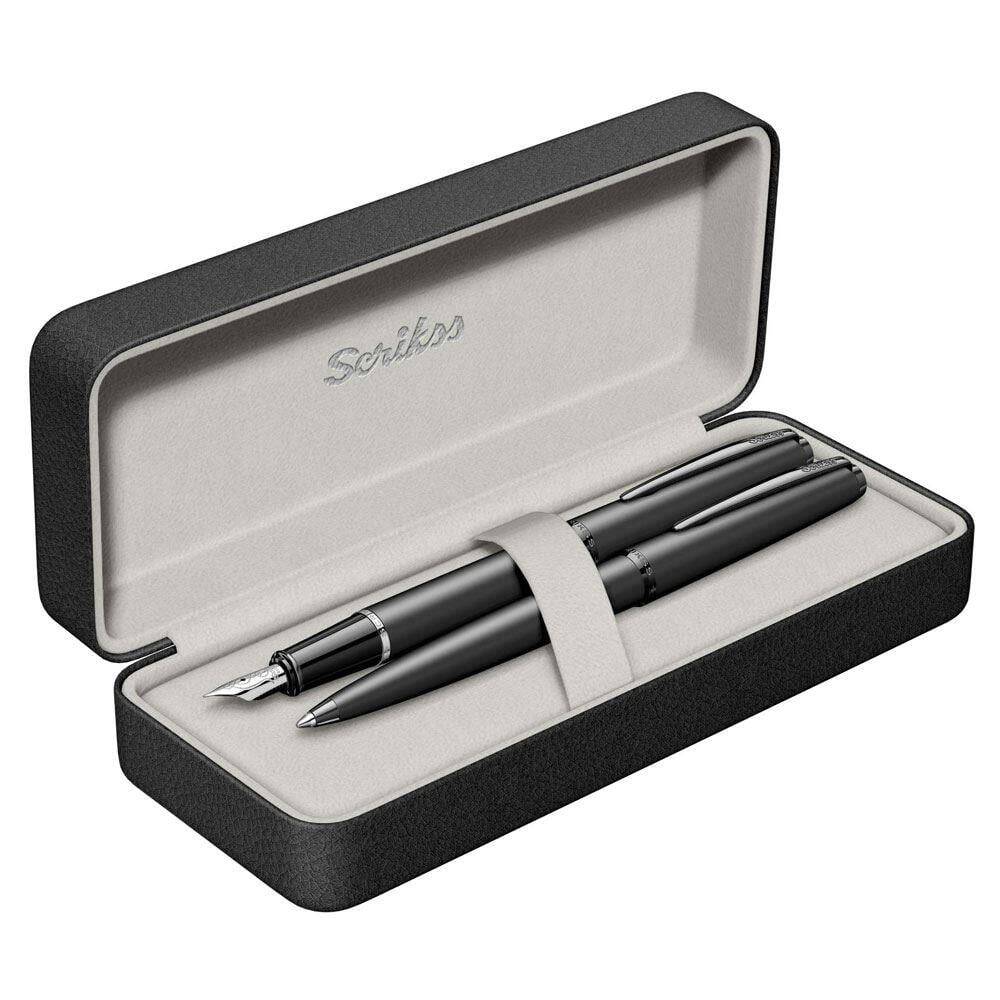 Scrikss Metropolis 78MB Dolma-Tükenmez Kalem Seti Mat Siyah