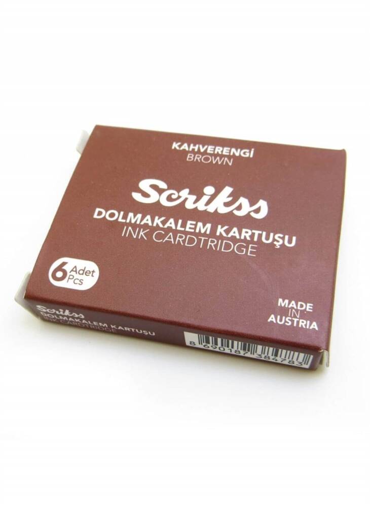 Scrikss Dolma Kalem Mürekkebi 6'Li Kartuş Kahverengi