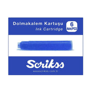 Scrikss Dolma Kalem Mürekkebi 6Li Kartuş Mavi