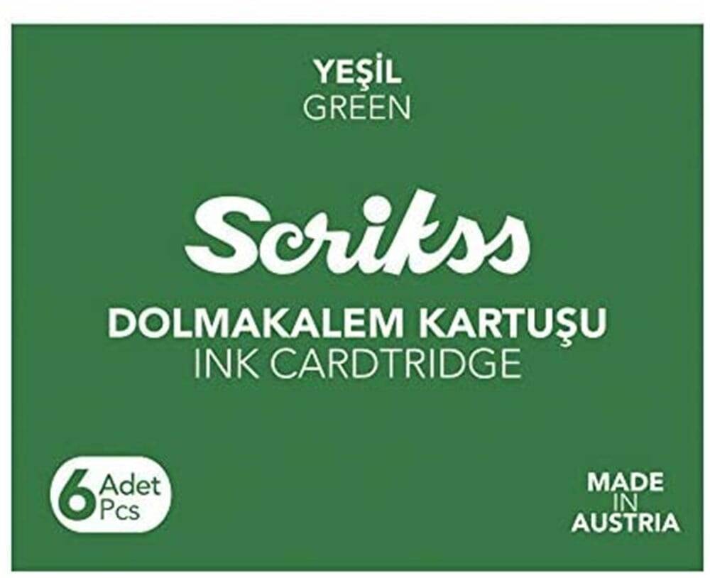 Scrikss Dolma Kalem Mürekkebi 6'Li Kartuş Yeşil