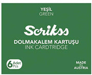 Scrikss Dolma Kalem Mürekkebi 6'Li Kartuş Yeşil