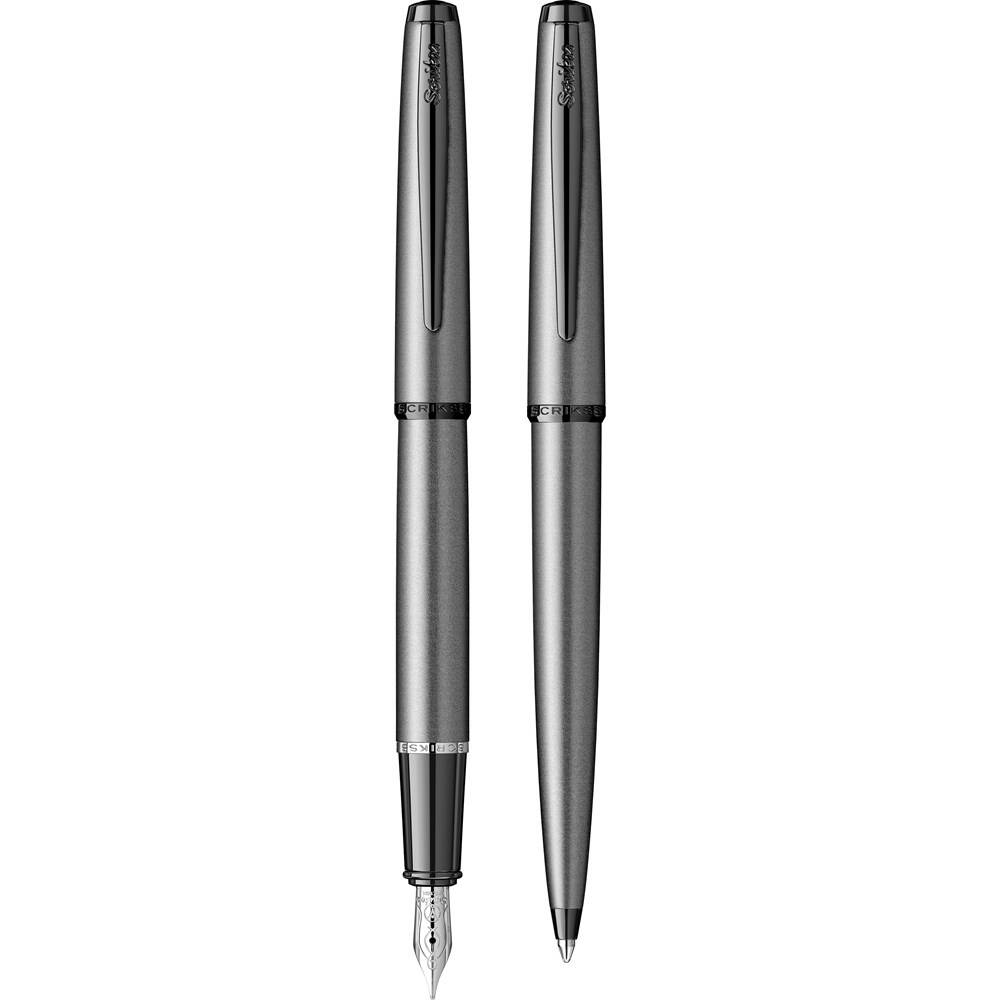 Scrikss Metropolis 78MG Dolma Kalem & Tükenmez Kalem Takım M Uç Mat Gri