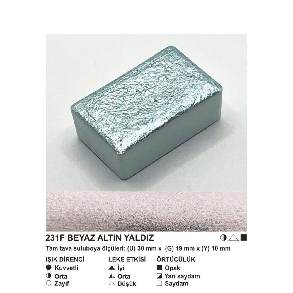 Şemse Art Yaldız Suluboya 231Beyaz Altın Yaldız Tam Tablet