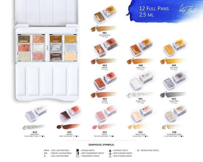 St. Petersburg White Nights Extra-Fine Tam Tablet Sulu Boya 2.5 ml 12’li Metalik Ve Pastel